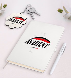 BK Gift Kişiye Özel Avukat Beyaz Defter Kalem ve Anahtarlık Hediye Seti-7 (Model 1)