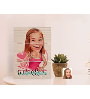 BK Gift Kişiye Özel Kadınlar Günü Karikatürlü Otantik Masaüstü Ahşap Palet Çerçeve-4 (Beyaz)