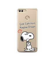 Snoopy Tasarımlı Süper Şeffaf Silikon Telefon Kılıfı Huawei Y9 2018