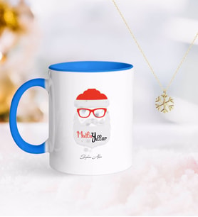 BK Gift Kişiye Özel Noel Baba Mavi Kupa ve Kar Tanesi Kolye-2 (Model 1)