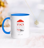BK Gift Kişiye Özel Noel Baba Mavi Kupa ve Kar Tanesi Kolye-2 (Model 1)