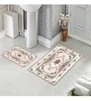 Banyo Halısı Ikili Klozet Takımı Kaymaz Tabanlı (60 xm x 100 cm + 40 cm x 60 cm) 