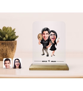 BK Gift Kişiye Özel Sevgililer Karikatürlü Çerçeve-18 (Beyaz)