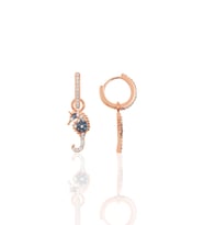 Söğütlü Silver Gümüş rose zirkon taşlı deniz atı küpe