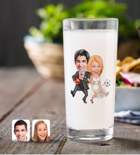 BK Gift Kişiye Özel Sevgililer Karikatürlü Rakı Bardağı-15 (Beyaz)