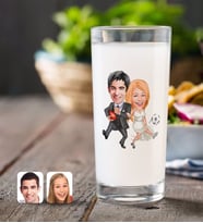 BK Gift Kişiye Özel Sevgililer Karikatürlü Rakı Bardağı-15 (Beyaz)