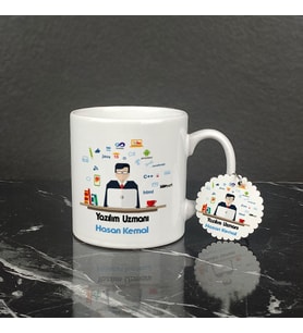 Yazılım Uzmanı Kupa Bardak ve Anahtarlık Set