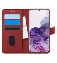 Microsonic Samsung Galaxy S20 Kılıf Fabric Book Wallet Kırmızı