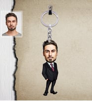 Kişiye Özel Öğretmen Karikatürlü  Ahşap Anahtarlık Bay-5