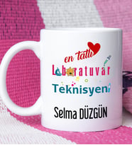 Mesajlı Laboratuvar Teknisyeni Tasarımlı Kişiye Özel Laboratuvar Teknisyeni Kupa Bardak