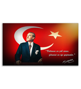 "Vatanını En Çok Seven Görevini En İyi Yapandır"  Kanvas Tablosu 80x130