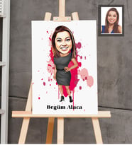 Kişiye Özel Öğretmen Karikatürlü  Ahşap Tablo 30x47 Bayan-9