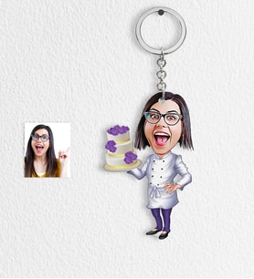 BK Gift Kişiye Özel Bayan Pasta Şefi Karikatür Anahtarlık  1