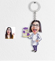 BK Gift Kişiye Özel Bayan Pasta Şefi Karikatür Anahtarlık  1