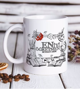 BK Gift Kişiye Özel En İyi Öğretmen Beyaz Kupa Bardak -8