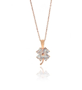 Söğütlü Silver Gümüş rose zirkon taşlı yonca kolye