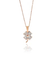 Söğütlü Silver Gümüş rose zirkon taşlı yonca kolye