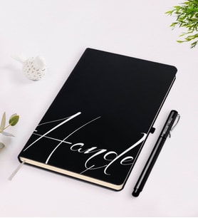 BK Gift Kişiye Özel El Yazılı Siyah Defter Kalem Seti-5