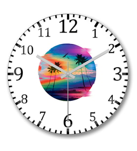 Summer Glitch Duvar Saati Bombeli Gercek Cam