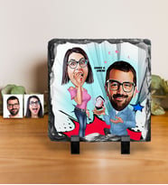 BK Gift Kişiye Özel Evlilik Teklifi Karikatürlü Dekoratif Doğal Taş  1