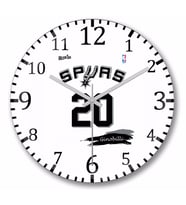 Spurs 20 Ginobilli Branca Rox Ink Duvar Saati Bombeli Gercek Cam