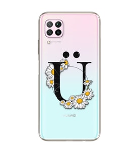 Papatya Harf Tasarım Süper Şeffaf Silikon Telefon Kılıfı Huawei P40 Lite Ü-Harfi