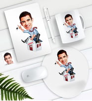 BK Gift Kişiye Özel Bay Gayrimenkul Danışmanı Karikatürlü Defter Kalem Kupa Mouse Pad Seti (Model 1)