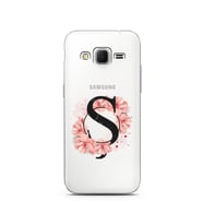 Pembe Çiçekli Harf Tasarım Süper Şeffaf Silikon Telefon Kılıfı Samsung Core Prim