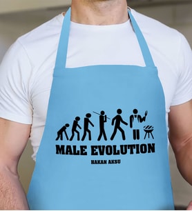 BK Gift Kişiye Özel Mangalcı Mavi Erkek Mutfak Önlüğü