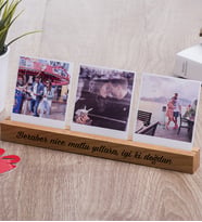 Doğum Günü Hediyesi Üç Fotoğraflı Ahşap Stand
