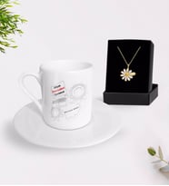 BK Gift Kişiye Özel Bilişim Teknolojileri Öğretmeni Türk Kahvesi Fincanı ve İsimli Papatya Kolye Hediye Seti-1 (Model 1)