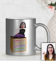 BK Gift Kişiye Özel Anneler Günü Temalı Gümüş Yaldızlı Karikatürlü Kupa Bardak Gu5