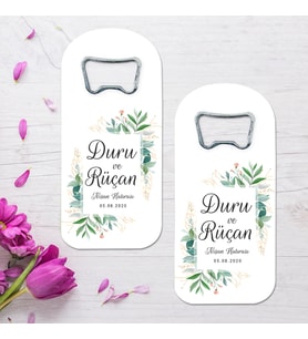 Çiçek Çerçeveli Nikah Hatırası Temalı Uzun (dik ) Açacak Magnet