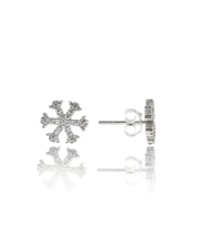 Papatya Silver Kartanesi Küpe Nano Zirkon Taşlı Rodyum Kaplama 925 Ayar Gümüş