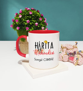 Harita Mühendisi Kupa Bardak Kırmızı
