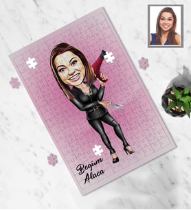 Kişiye Özel Kuaför Bayan Karikatürlü A4 99 Parça Puzzle Mod-4