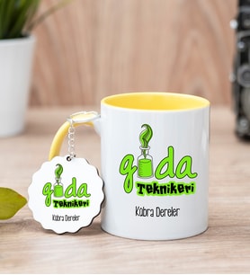 Gıda Teknikeri Sarı Kupa Bardak Ve Anahtarlık Set
