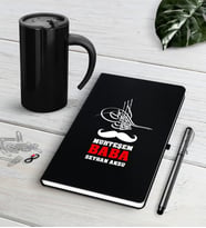 BK Gift Kişiye Özel Muhteşem Baba Siyah Defter Kalem Termos Mug Seti (Model 1)
