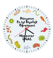 Biresimden Biyoloji Öğretmeni İsim Baskılı Öğretmenler Günü Hediyesi Cam Duvar Saati