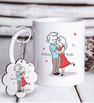 BK Gift Kişiye Özel Sevgililer Günü Beyaz Kupa ve Anahtarlık Hediye Seti-113 (Model 1)