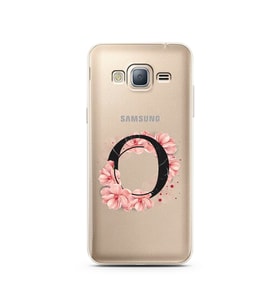 Pembe Çiçekli Harf Tasarım Süper Şeffaf Silikon Telefon Kılıfı Samsung J3 (2016)
