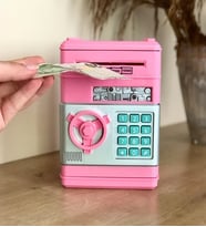 MOBGİFT Atm Şifreli Otomatik Kağıt Para Alan Kasa Kumbara Pembe