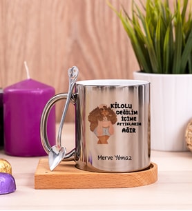 İçime Attıklarım Ağır Ahşap Altlıklı Silver Kupa Bardak