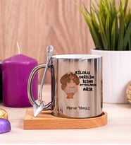 İçime Attıklarım Ağır Ahşap Altlıklı Silver Kupa Bardak