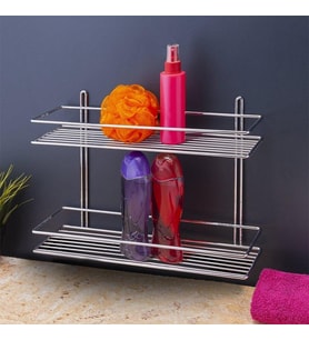 Banyo Köşe Rafı Paslanmaz 2 Katlı (Krom)