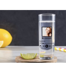 BK Gift Kişiye Özel Renkli Baskılı Fotoğraflı Spotify Barkodlu Vodka Bardağı-1 (Beyaz)