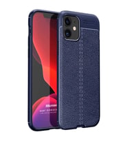 Microsonic Apple iPhone 12 Max Kılıf Deri Dokulu Silikon Lacivert