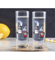 BK Gift Kişiye Özel Renkli Baskılı İstanbul Tasarımlı İkili Vodka Bardağı-1 (Beyaz)