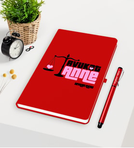 BK Gift Kişiye Özel Avukat Anne Kırmızı Defter Kalem Seti