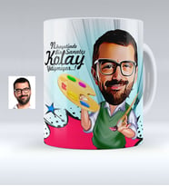 BK Gift Kişiye Özel Bay Ressam Karikatürlü Beyaz Kupa Bardak  1